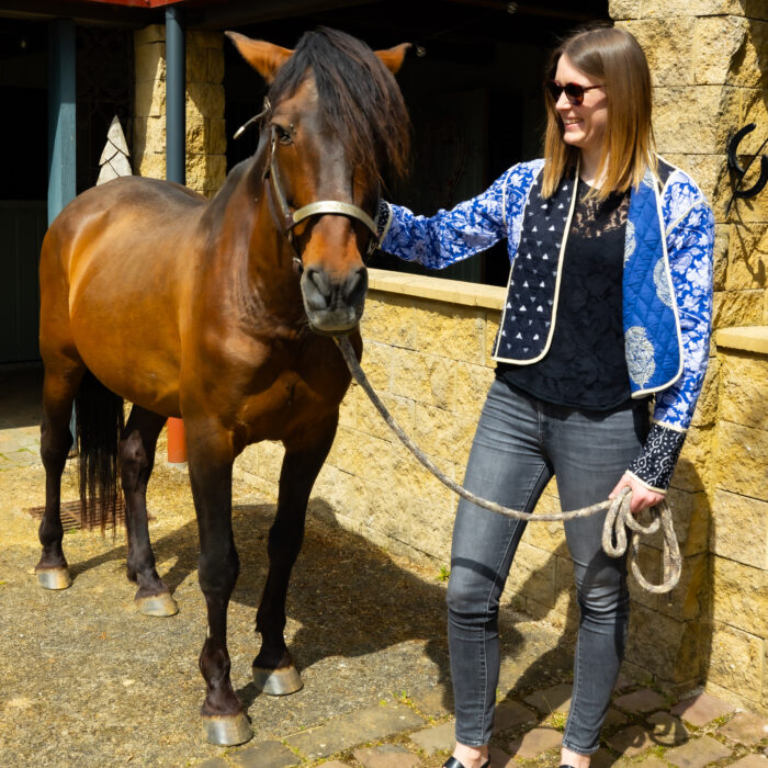 Veste bleue patchwork