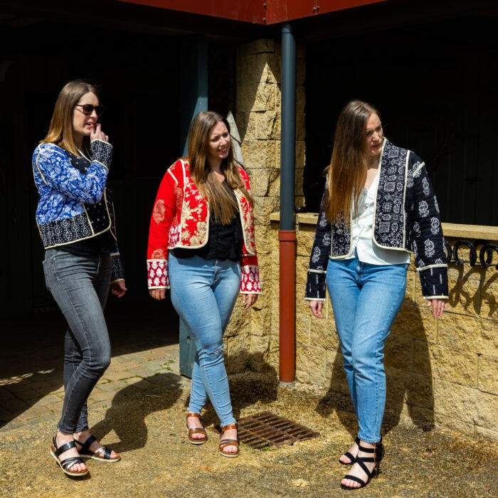 Veste bleue patchwork – Image 8